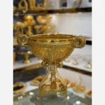 آجیل خوری نگین دار پایه مثلثی طلایی اماراتی 1728