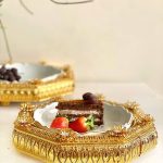 دیس پذیرایی نگین دار طلایی 8ضلعی متوسط اماراتی 1750