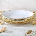 دیس پذیرایی نگین دار طلایی بیضی بزرگ اماراتی 1753