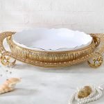 دیس پذیرایی نگین دار طلایی بیضی متوسط اماراتی 1752