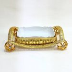 دیس پذیرایی نگین دار طلایی مستطیل متوسط اماراتی 1754 - تصویر 2