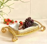 دیس پذیرایی نگین دار طلایی مستطیل بزرگ اماراتی 1755 - تصویر 3