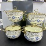 سرویس قابلمه لعابی ترکیه ای کاراجا طرح گل آبی