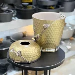 سطل و جادستمال فلزی لیلیوم طلایی گل سیلور 1228