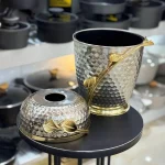 سطل و جادستمال فلزی لیلیوم سیلور گل طلایی 1228