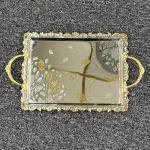 سینی تک مستطیل استیل سیلور دور طلایی 6902 - تصویر 2