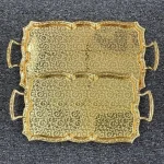 سینی جفتی استیل مستطیل طلایی 6906