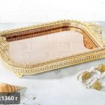 سینی نگین دار طلایی گل دار اماراتی 1360