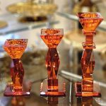 شمعدان کریستال نارنجی کد 282930 (3 تایی)