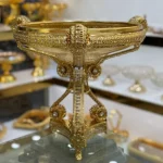 میوه خوری نگین دار پایه مثلثی طلایی اماراتی 1727