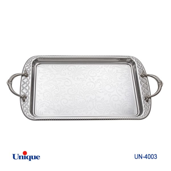 سینی استیل یک میل بدون پایه بزرگ کد UN-4003