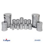 سرویس آشپزخانه ۱۸ پارچه کمر باریک سنباده ای طوسی درب استیل کد UN-4635