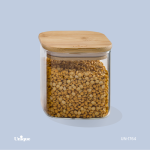 بانکه شیشه ای درب چوبی مربع 10 سانت کد UN-1764