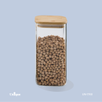 بانکه شیشه ای درب چوبی مربع 20 سانت UN-1760