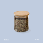 بانکه شیشه ای درب چوبی گرد 10 سانت کد UN-1750