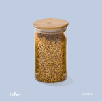 بانکه شیشه ای درب چوبی گرد 15 سانت کد UN-1748
