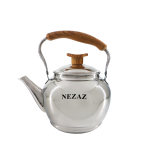 کتری لوله دار استیل 4 لیتر دسته چوب نزاز کد 2100