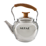 کتری لوله دار استیل 6 لیتر دسته چوب نزاز کد 2200