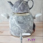 کتری و قوری 5 لیتر طرح سنگ رنگ طوسی نزاز کد 3022