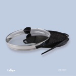 تابه گریل یونیک گرد سایز 34 درب دار با انبر UN-6029