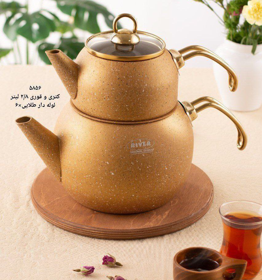 2147483648_-210130.jpg کتری و قوری گرانیتی 2.8 لیتر RIVER ریور طلایی کد 5856 - تصویر 1
