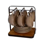 فنجان و نعلبکی 6 نفره همراه با استند BVK بی وی کی طرح مجستیک کد VK452613 - تصویر 4