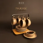 فنجان و نعلبکی 6 نفره همراه با استند BVK بی وی کی طرح مجستیک کد VK452613