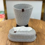 سطل و دستمال قیطونی رنگ طوسی