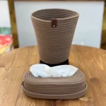 سطل و دستمال قیطونی رنگ قهوه ایی