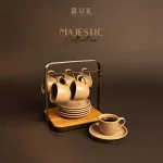 ست فنجان و نعلبکی 6 نفره همراه با استند BVK بی وی کی طرح مجستیک کد VK452612