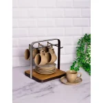 ست فنجان و نعلبکی 6 نفره همراه با استند BVK بی وی کی طرح مجستیک کد VK452612 - تصویر 3