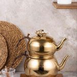 کتری قوری RIVER ریور استیل برنج بلوط طلایی کد 3040
