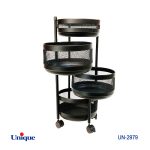 سبد سیب زمینی و پیاز 4 طبقه توری مشکی گرد یونیک UN-2979