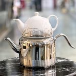 کتری و قوری 2/5 لیتر لوله دار تمام استیل دسته استیل نزاز کد 2400