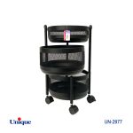 سبد سیب زمینی و پیاز 2 طبقه توری مشکی گرد یونیک UN-2977