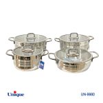 سرویس قابلمه و تابه استیل 8 پارچه یونیک مدل UN-9980